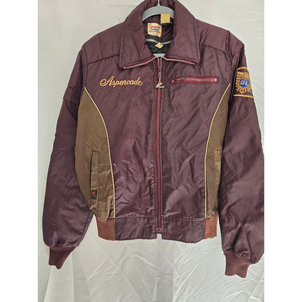 Vintage HondaLine Aspencade Bomber Jacket GL‎ Patch Burgundy Brown Medium